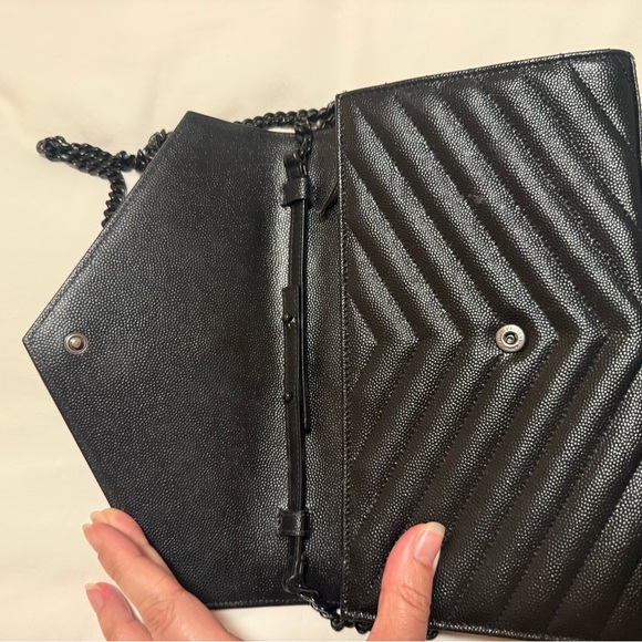 Yves Saint Laurent Black Chevron Clutch - Picture 2 of 6